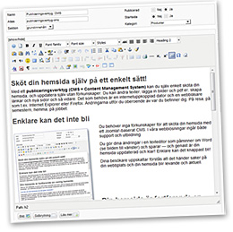 Texteditor i Joomla. Klicka för att förstora bilden!